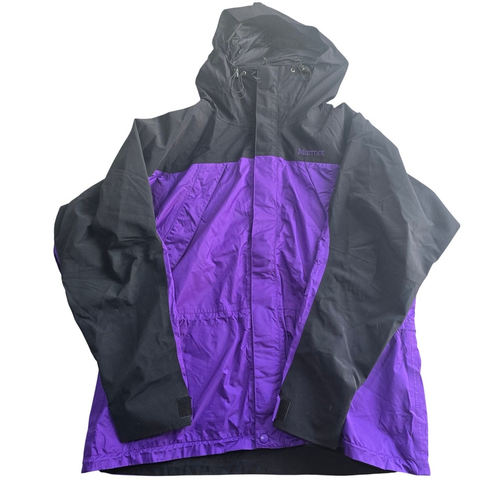 Vintage 90s Marmot Gore-Tex Jacket Mens XL Purple Black Hooded Shell 1281